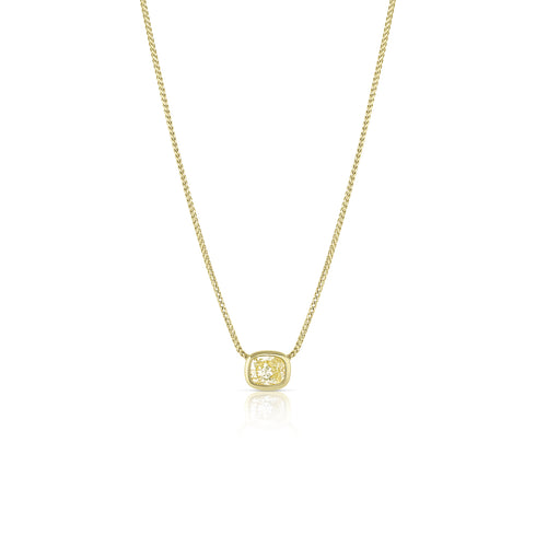 radiant cut natural fancy green-yellow diamond choker<br>bezel set within an 18k gold chain <span class='visuallyhidden'>Call or text 323-404-2959 if you need shopping assistance.</span>